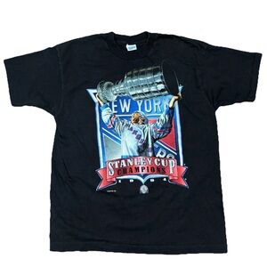 Vintage 90s 1994 New York Rangers Men’s L Stanley Cup Champs Graphic Tee Shirt